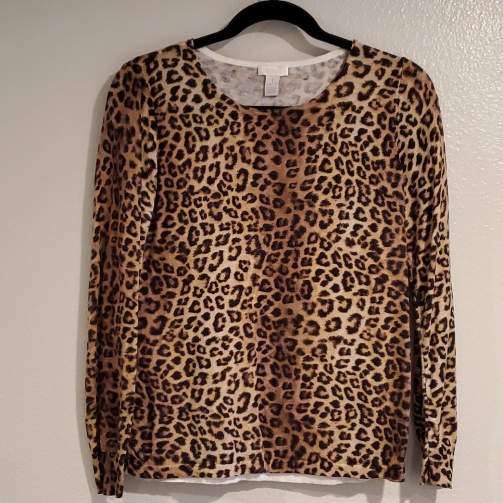 Chicos Size 1 Cheetah 🐆 Print Sweater - Picture 2 of 9